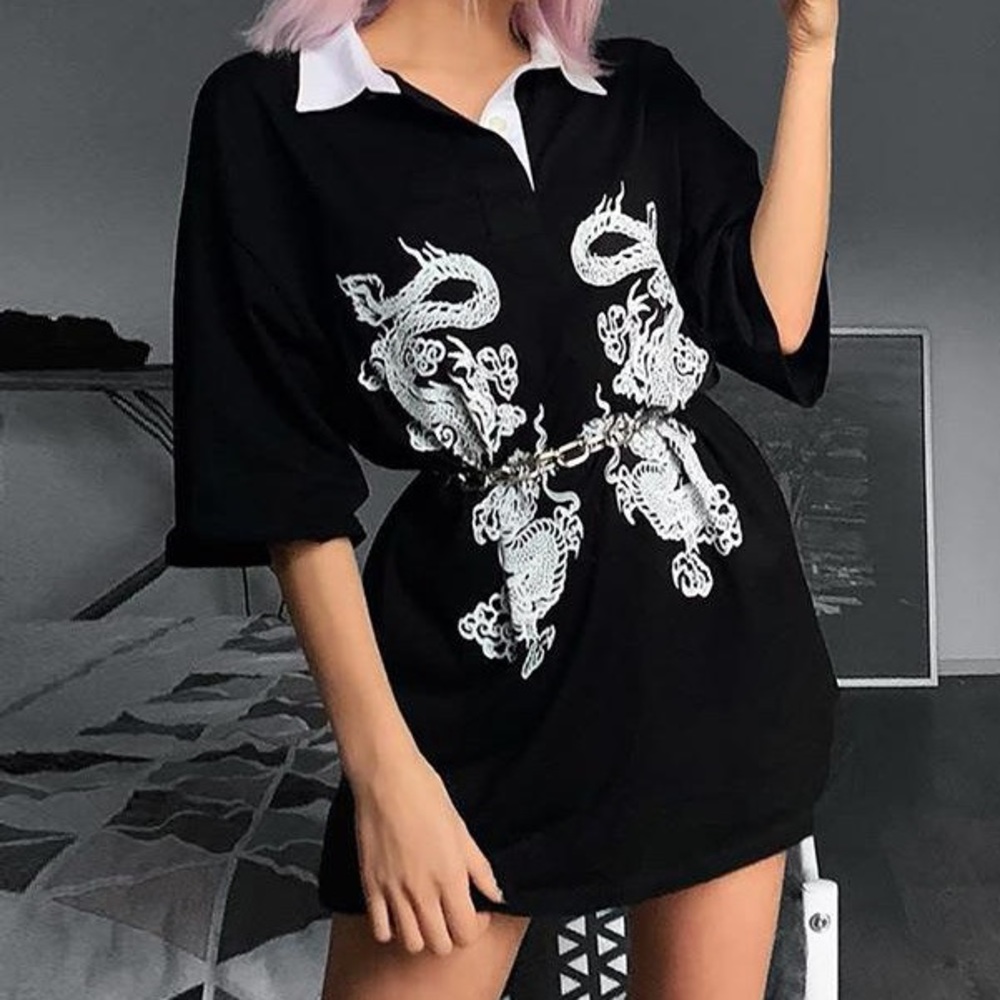 Dolls Kill New Girl Order Dragon Polo Dress